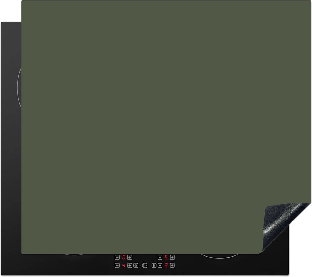 KitchenYeah® Inductie beschermer 59x52 cm - Groen - Effen kleur - Olijfgroen - Kookplaataccessoires - Afdekplaat voor kookplaat - Inductiebeschermer - Inductiemat - Inductieplaat mat