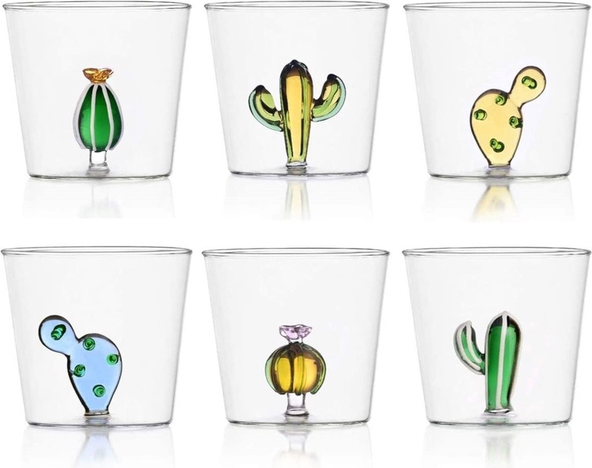 ichendorf glas desert plant cactus set van 6