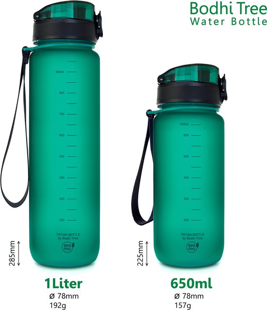 Bodhi Tree Waterfles 1 Liter - Drinkfles volwassenen - Water Bottle - Fruit Filter - moederdag cadeautje - Sport Bidon 1l - Groen - Bodhi Tree