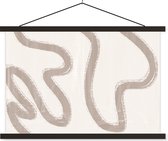 Posterhanger incl. Poster 120x80 cm - Schoolplaat - Abstract - Moderne kunst - Beige - Textielposter - Zwarte latten