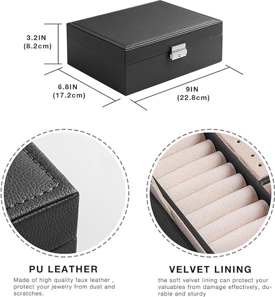 ProCase Sieradendoos Organizer voor Ketting Oorbellen Armbanden Ringen Accessoires, Grote PU-lederen Sieraden Opbergkoffer Organizer met Dubbele Stapelbare Laag voor Dames Meisjes Dames -Blauw