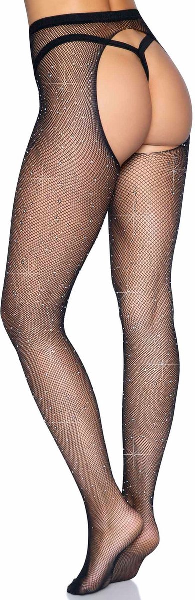 Fishnet crotchless tights