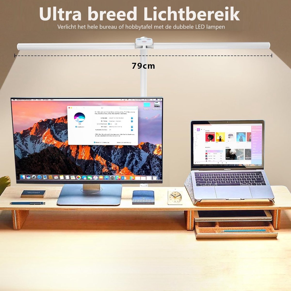 Lampen District® - Bureaulamp led dimbaar - Oog beschermende LED - Flexibele Werklamp - 5 Lichtstanden & 5 Helderheidsniveaus - Wit thumbnail 5