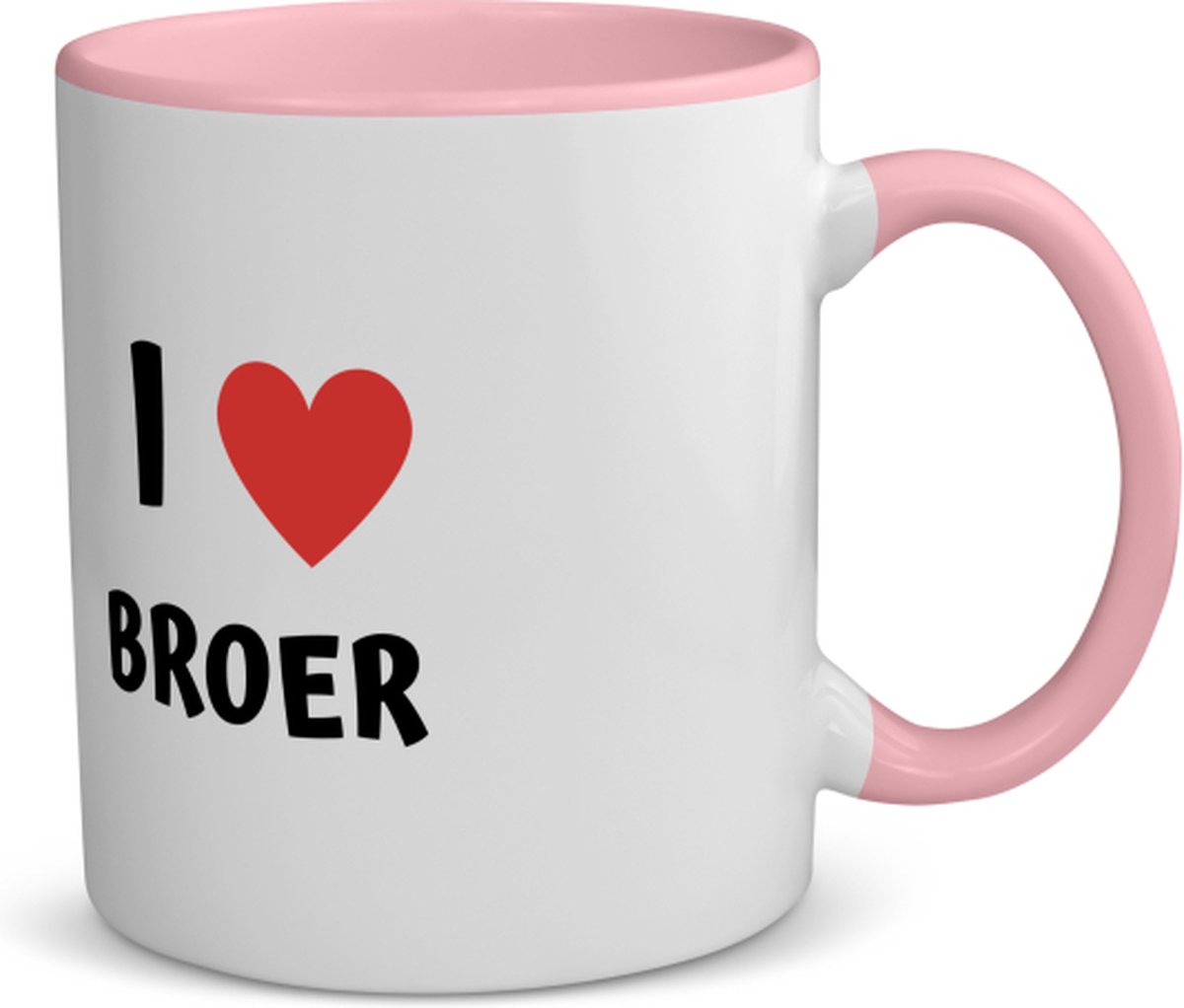 Akyol - i love broer koffiemok - theemok - roze - Broer - de liefste broer - verjaardag - cadeautje voor broer - broer artikelen - kado - geschenk - 350 ML inhoud