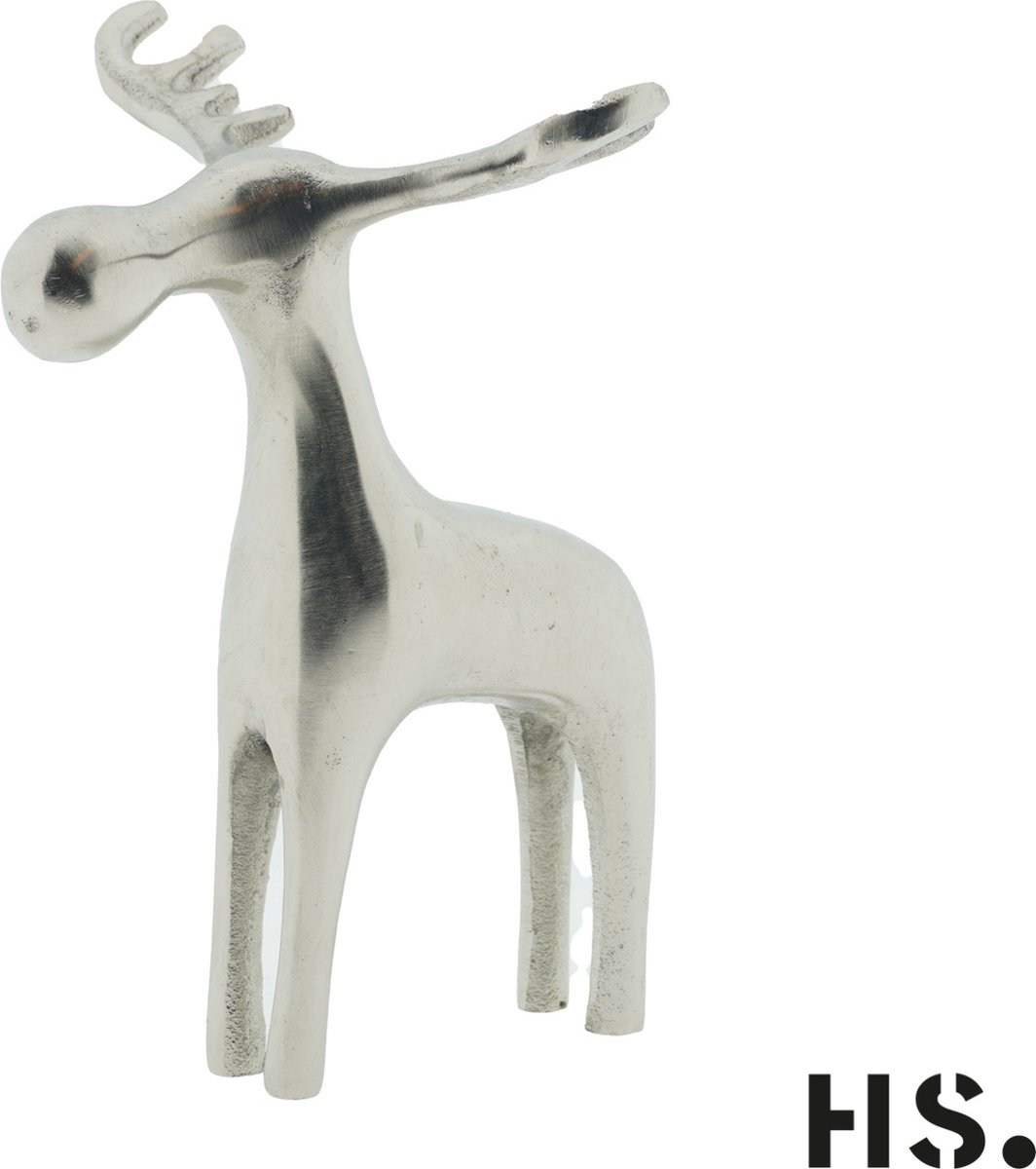 Home Society - Deco Hert - Luster - Maat L - Zilver - Metaal - 14.5x13x18xm