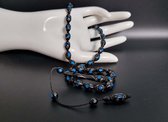 Arbre Tasbih Kuka 33 perles argent pur 925 incrusté - couleur noir et bleu - modèle 9