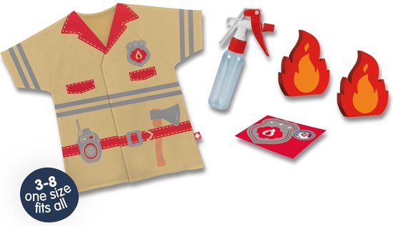 SES - Petits Pretenders - Verkleedkledingset brandweer - met brandblusser en vlammen - SES