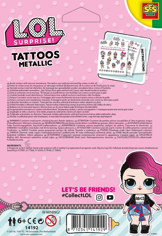 SES L.O.L. - Tattoos metallic - tijdelijke tattoos - veilig voor de huid - SES