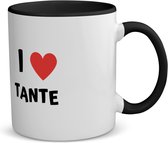 Akyol - j'aime la tasse à café de tante - tasse à thé - noir - Tante - la tante la plus douce - anniversaire - cadeau pour tante - articles de tante - cadeau - cadeau - contenu 350 ML