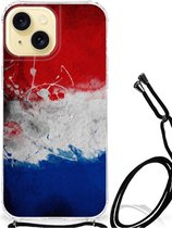 Telefoon Hoesje Geschikt voor iPhone 15 Leuk Hoesje met transparante rand Nederlandse Vlag