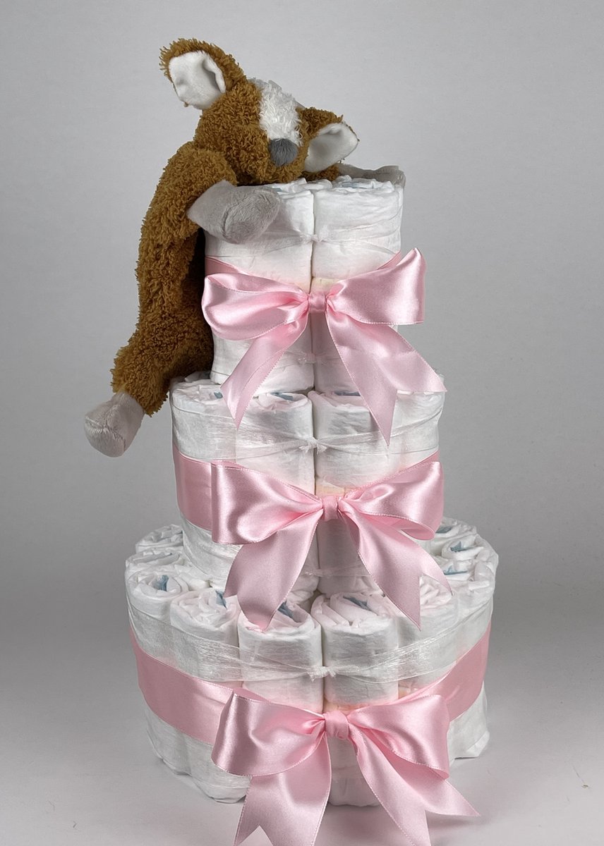 Goedkoopste Chouette-Chouette | Luiertaart Meisje | Kraamcadeau | Geboorte Meisje | Babyshower | Tuttle Deer Do Roze