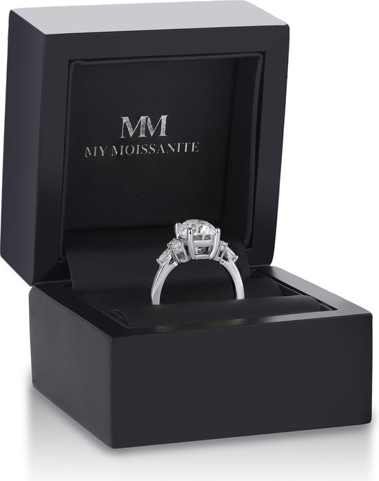 Lustrina - Ring moissanite ovale en or blanc 18 carats avec de beaux accents - 4,2 carats