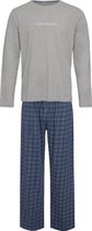 Phil & Co Lange Heren Winter Pyjama Set Katoen Geruit Grijs - Maat XL