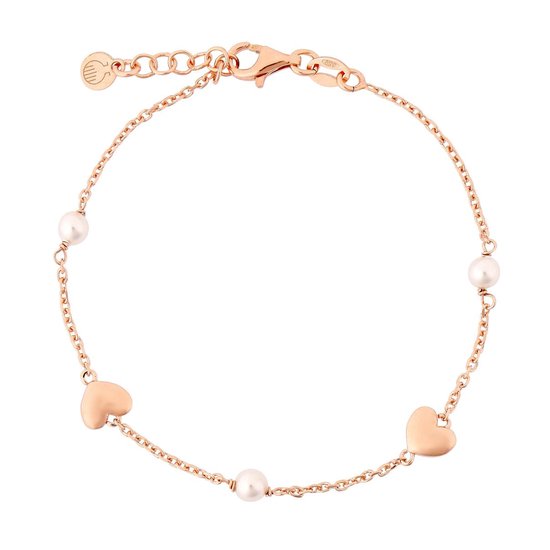 Orphelia ZA-7378 - Armband Heart- Zilver 925 Rosé - Parel - 18.5 cm