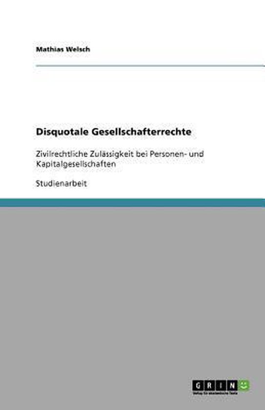 Disquotale Gesellschafterrechte - cover