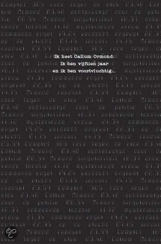 Donkere pagina met tekst op de achtergrond.