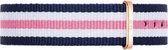 Daniel Wellington NATO Strap Southampton DW00200034 - Horlogeband - Canvas - Blauw/Wit/Roze - 18mm