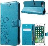 Bloemen & Vlinders Book Case - Geschikt voor iPhone 8 Plus / 7 Plus Hoesje - Blauw