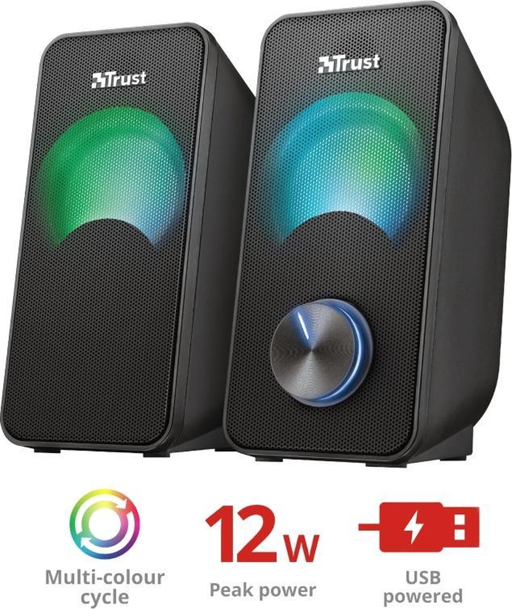spoel Afwijking Omgeving Trust Arys - Compacte 2.0 RGB Speaker - Zwart | bol.com