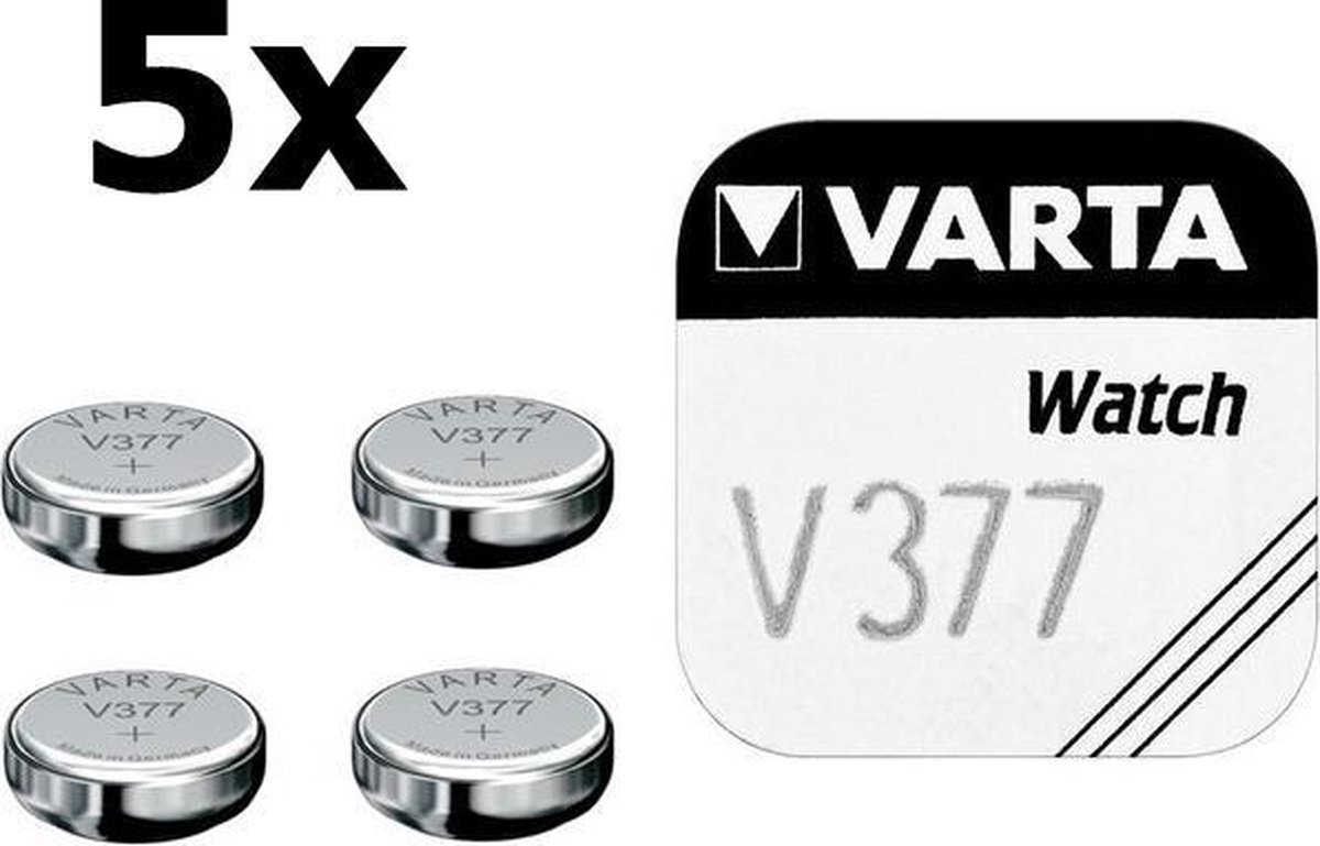 5 Stuks - Varta V377 27mAh 1.55V knoopcel batterij