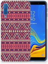 Geschikt voor Samsung Galaxy A7 (2018) TPU Siliconen Hoesje Aztec Purple