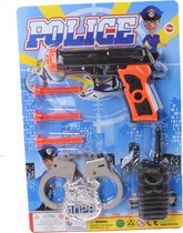 Jonotoys Politie speelgoed pistool en accessoires - kinderen - verkleed rollenspel - plastic - 15 cm