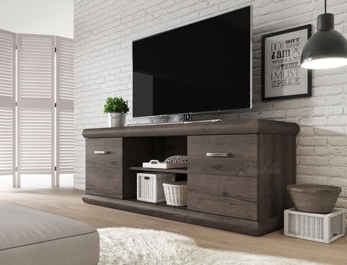 bol.com | Meubella - TV Meubel Crown - Donker Eiken - 157 cm