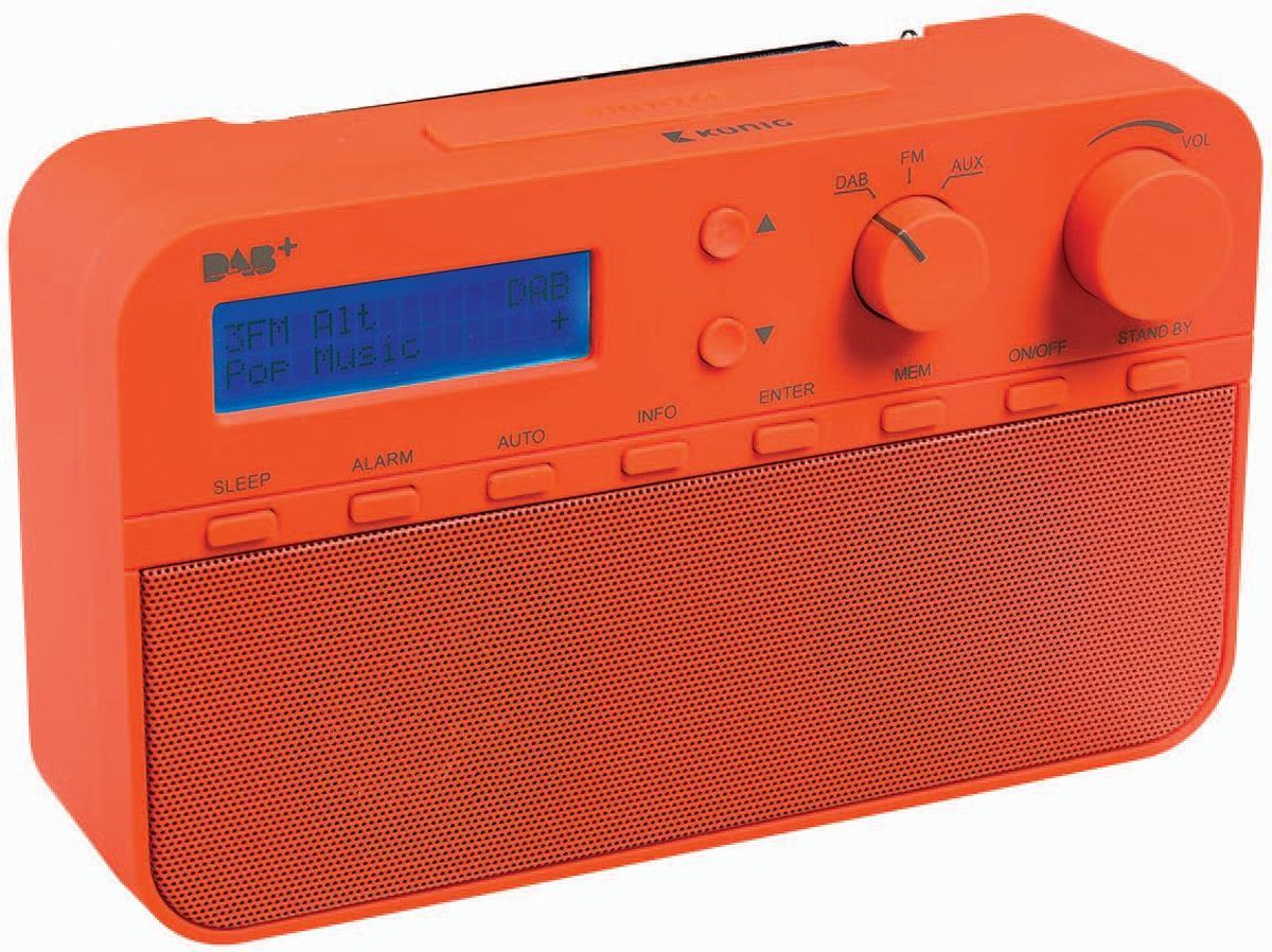 DAB+ radio 20 voorkeurzenders en alarmklok rood