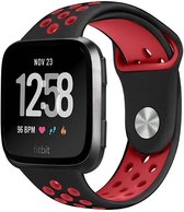 Siliconen Sport Bandje voor de Fitbit Versa - Zwart / Rood