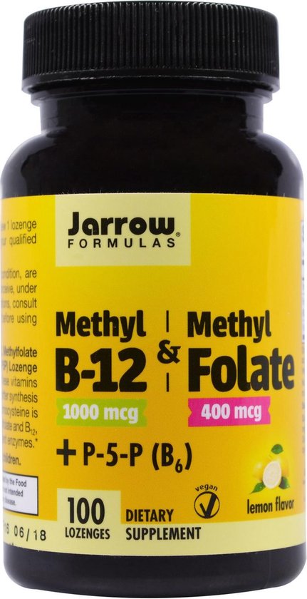 Methyl B-12 & Methyl Folate Lemon Flavor 1000 mcg / 400 mcg (100 Lozenges) - Jarrow Formulas