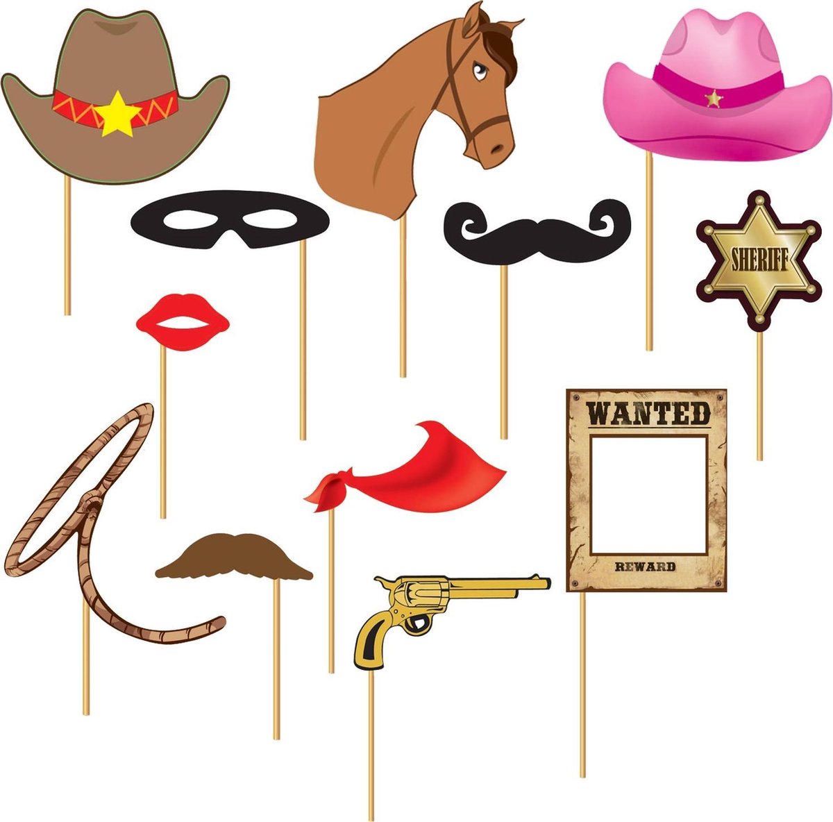 FIESTAS GUIRCA, S.L. - Cowboy photobooth set 12 stuks