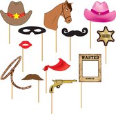 FIESTAS GUIRCA, S.L. - Cowboy photobooth set 12 stuks - Decoratie > Feest spelletjes