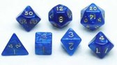 Dobbelstenen Set blauw marmer/parelmoer 7 st. : HOT Games