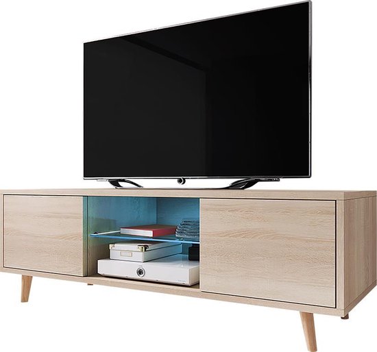 MebLocker TV-Kast - Wit met Hoogglansfronten 120 x 30 x 35 cm