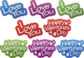 Raamstickers 'Happy Valentine's day' - Valentijsdag - statisch hechtend - 21x30 cm - set van 8 stuks