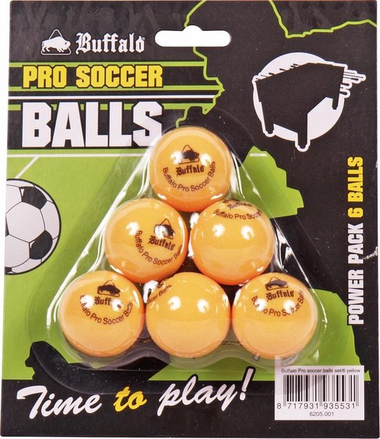 Balles de baby-foot Buffalo Pro - 6 pièces - jaune