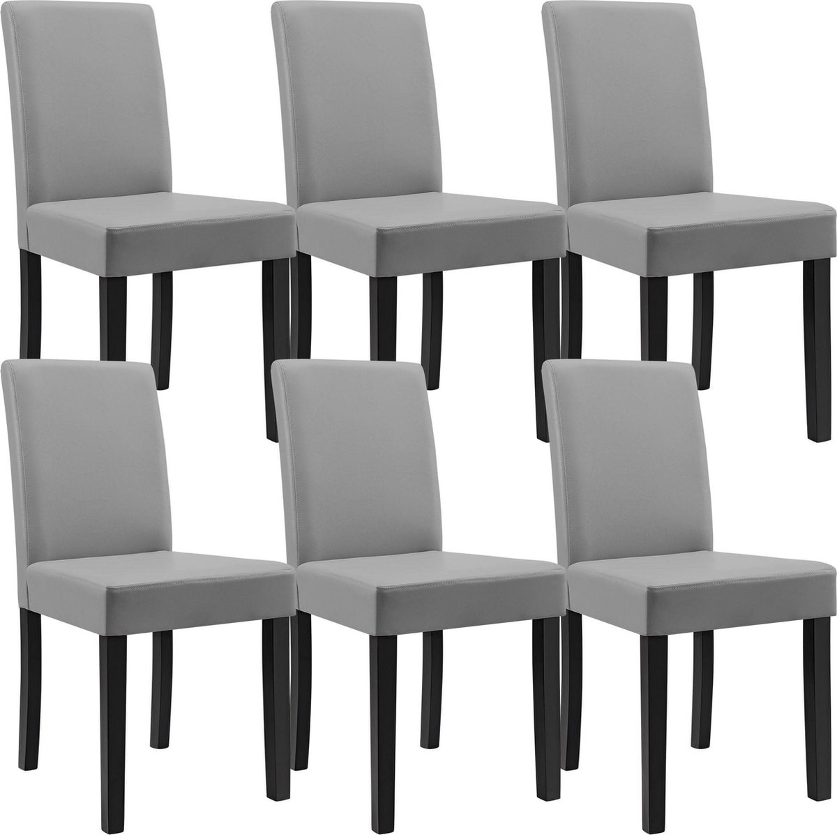 Eetkamerstoel Zagreb 90x37-42x48 cm set van 6 lichtgrijs