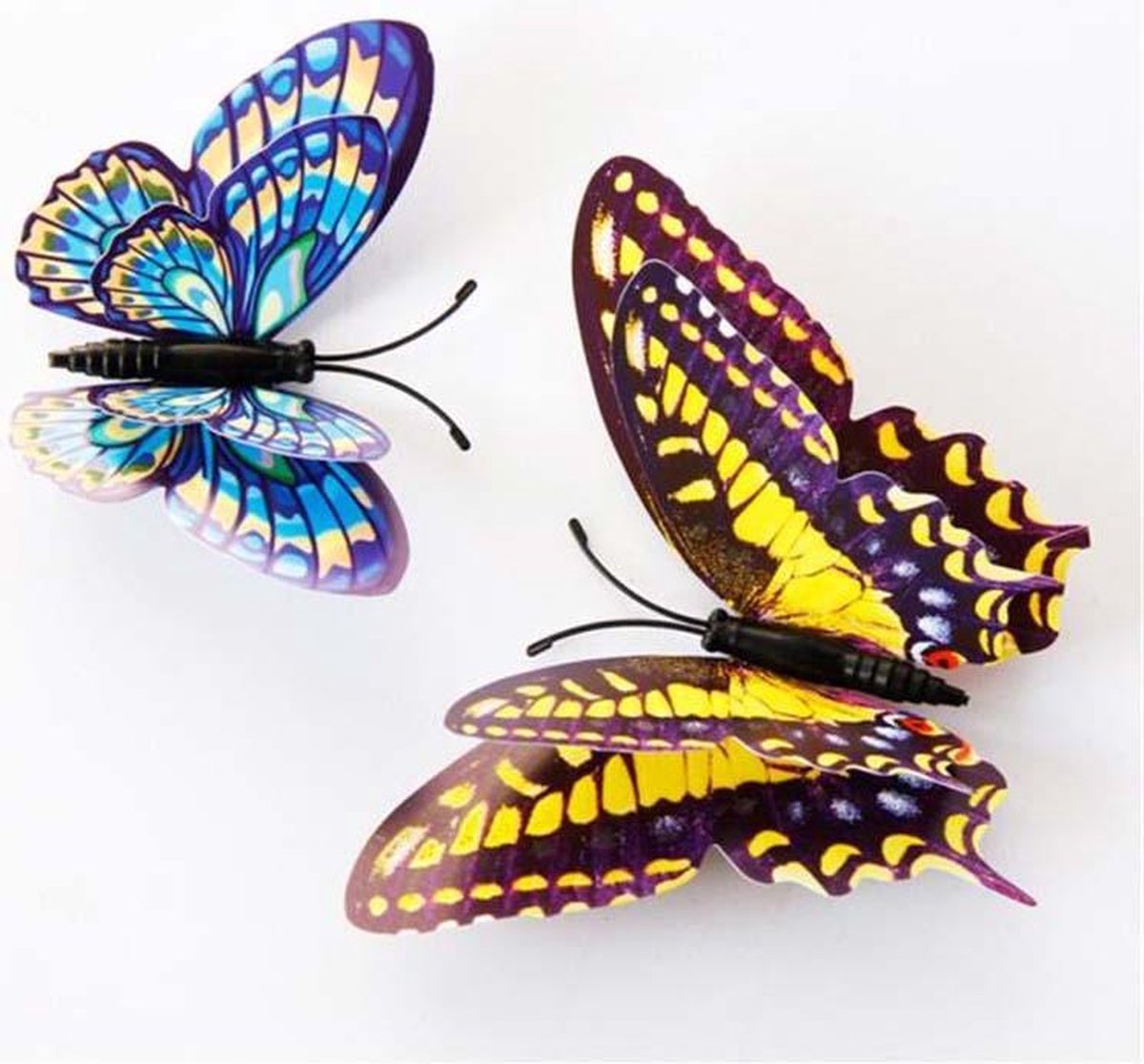 12x Glow in the Dark kleurige 3D Vlinders met magneet en sticker, voor muur, koelkast, deuren etc. — afbeelding 3