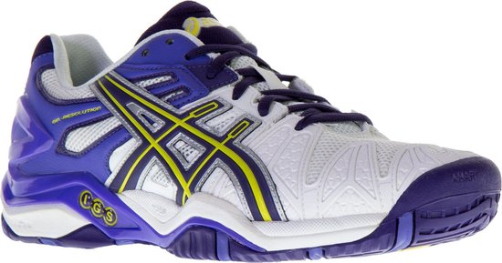 Asics Gel-Resolution 5 OC Sportschoenen - Maat 42.5 - Vrouwen -  wit/paars/geel | bol.com