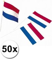 50x zwaaivlaggetjes/handvlaggetjes Holland 39 cm in bundel - Nederlandse feestartikelen en versiering