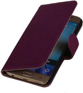 Samsung Galaxy A7 - Echt Leer Bookcase Paars - Lederen Leder Cover Case Wallet Hoesje