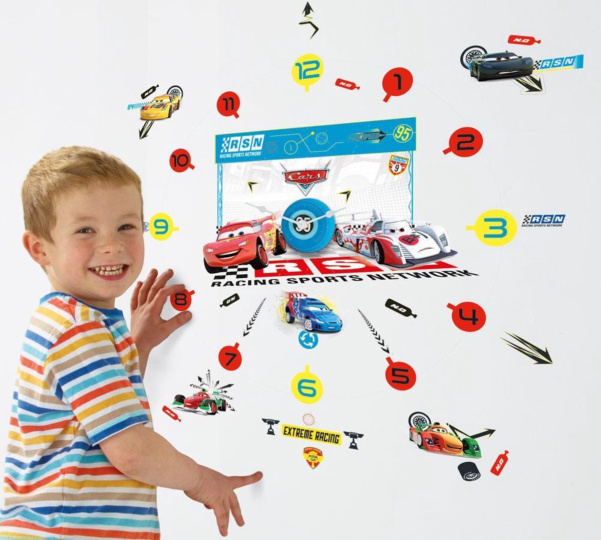 Cars Tick Tock Clock - Sticker - multicolour