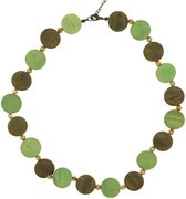 Behave® Dames ketting platte houten kralen groen 50 cm