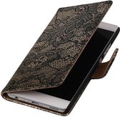 Zwart Lace booktype cover hoesje voor Sony Xperia X Performance