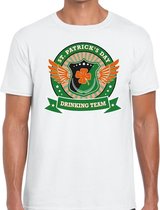 St. Patricks day drinking team t-shirt wit heren - St Patrick's day kleding S