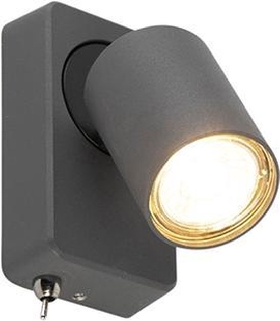 verraad Guinness functie QAZQA Guardian - Wandlamp met schakelaar - 1 lichts - D 125 mm - Antraciet  | bol.com