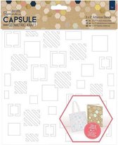Papermania: Capsule - Geometric Kraft - 8 x 8 Adhesive Stencil (1pc) - Squares (PMA 503279)