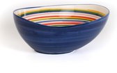Pro Italia Fruitschaal  Blauw Riga - 23 cm -11 cm hoog- keramiek-aardewerk -saladeschaal-serveerschaal