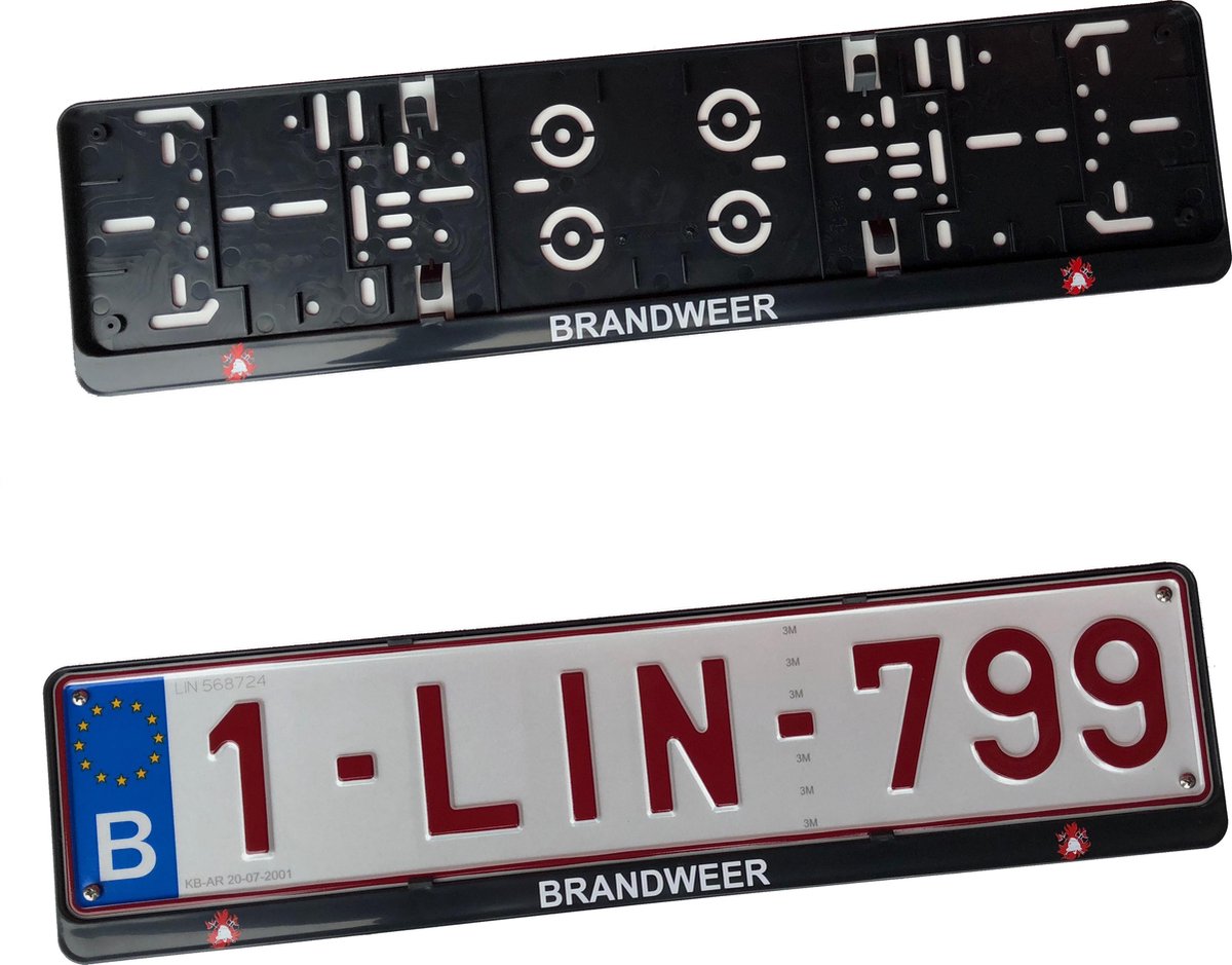 Nummerplaathouder BRANDWEER ABS voor nummerplaat 520x110mm BELGIË