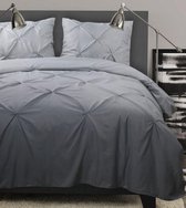 Luxe Pure dekbedovertrek met borduursels, grijs - 1 persoons, 140x200/220cm + 1 kussensloop